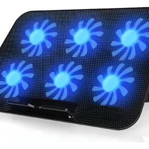 Base Enfriadora para Laptop 12-17 pulgadas 6 Ventiladores LED Azul Antideslizante